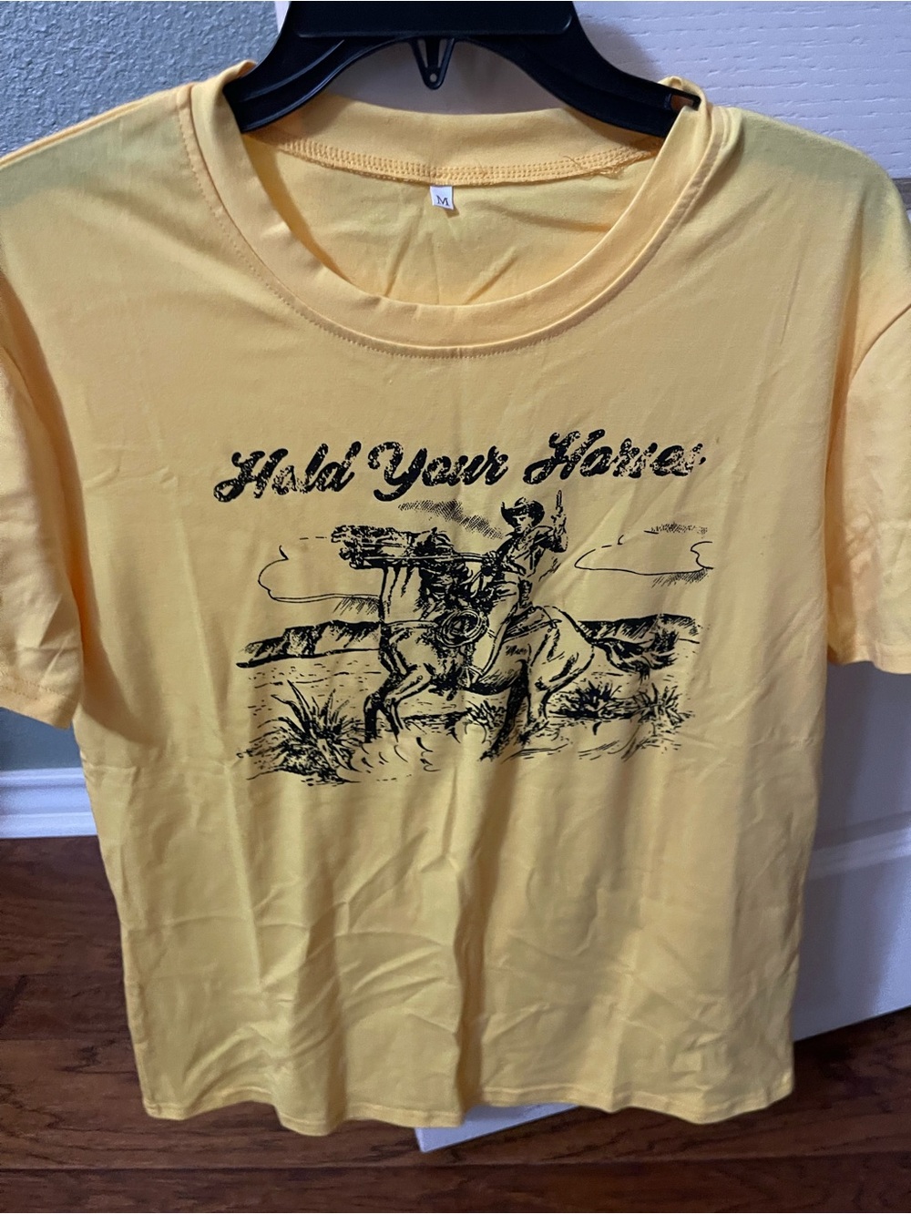 Yellow 'Hold Your Horses' Graphic Tee - Men new